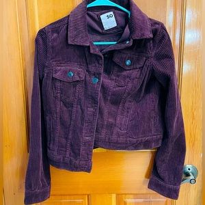 Purple corduroy jacket.
